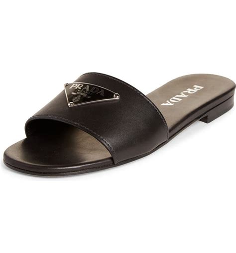 prada triangle logo slide sandal|Prada sandals for sale.